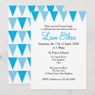 Baby Bunting Baptême Bleu Christening Invitation