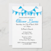 Baby Bunting Baptême Bleu Christening Invitation (Devant)