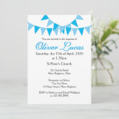 Baby Bunting Baptême Bleu Christening Invitation (Debout devant)