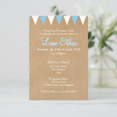 Baby Bunting Baptême Bleu Christening Invitation (Debout devant)