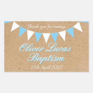 Baby Bunting Blauwe Doop Favor Rechthoekige Sticker