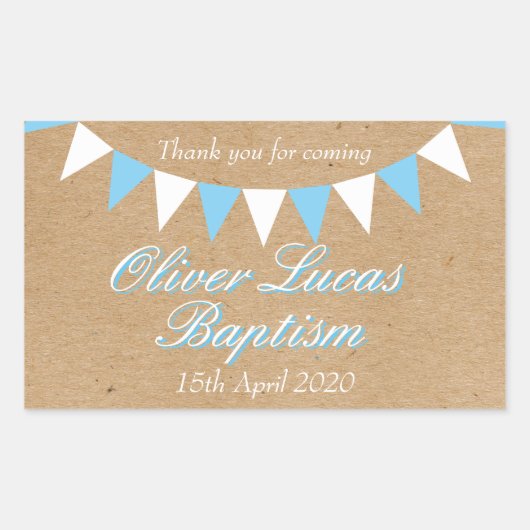Baby Bunting Blauwe Doop Favor Rechthoekige Sticker (Voorkant)