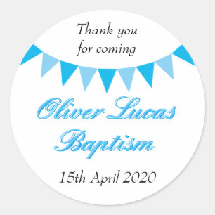 Baby Bunting Blauwe Doop Favor Ronde Sticker