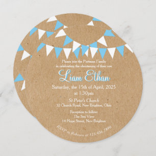 Baby Bunting Blue Baptism Christening Uitnodiging