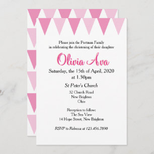 Baby Bunting Pink Baptême Christening Invitation