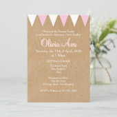 Baby Bunting Pink Baptême Christening Invitation (Debout devant)