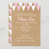 Baby Bunting Pink Baptême Christening Invitation (Devant / Derrière)
