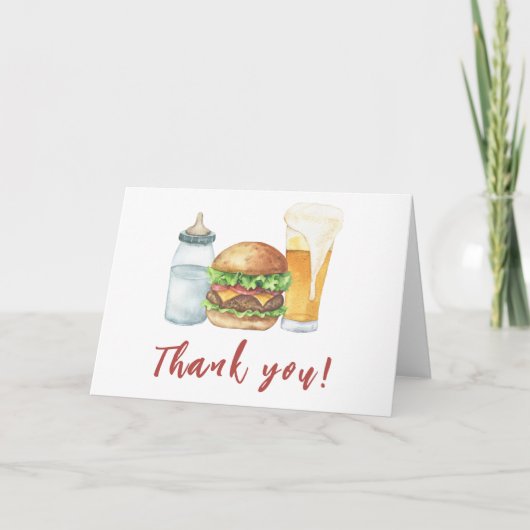 Baby, Burgers and Beers Baby shower Bedankt (Voorkant)