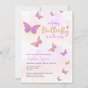 Baby Butterfly On The Way Baby shower Kaart