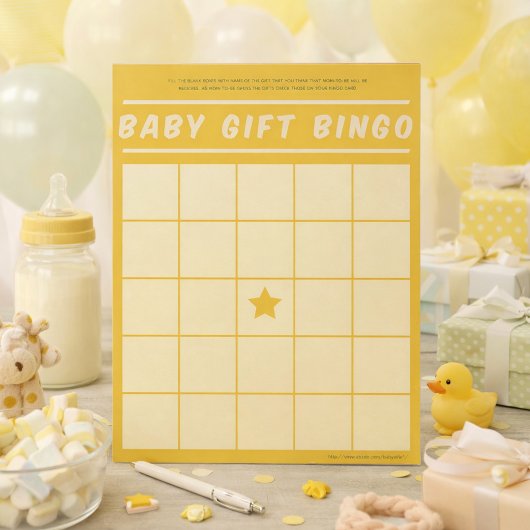 Baby-Cadeau Bingo Baby shower Jeu Bloc-notes jaune