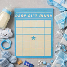 Baby Cadeau Bingo Baby Shower Spel Blauw Notitiebl