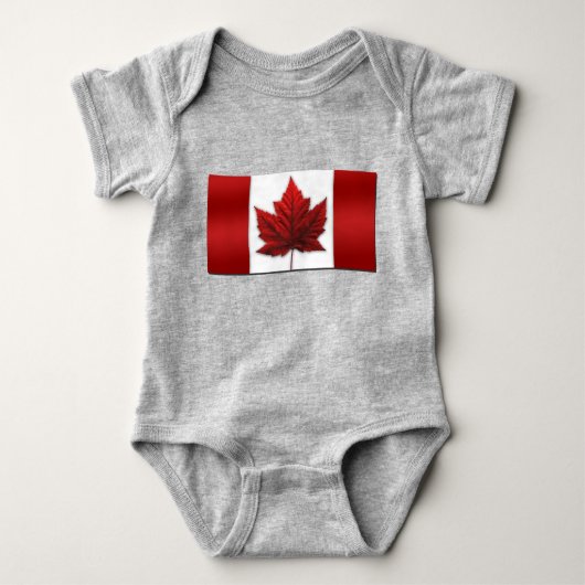 Baby Canada Flag Souvenir Organic One Piece Romper (Voorkant)