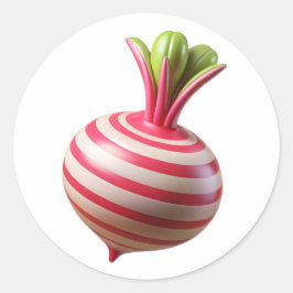 Baby Candy Cane Beets Plastic 3D – Glanzend Ronde  Ronde Sticker