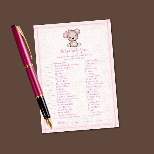 Baby Candy mignonne Ours Brown Girl Douche Carte d