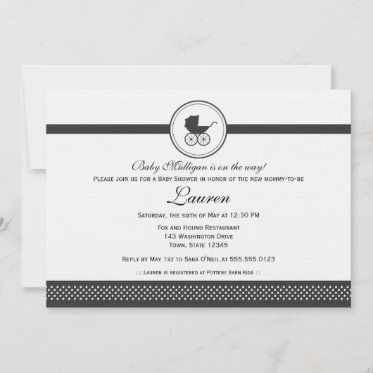 Baby Carriage Baby shower Kaart (Voorkant)