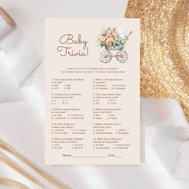  Baby Carriage Baby shower Trivia Game (Creator heeft geüpload)