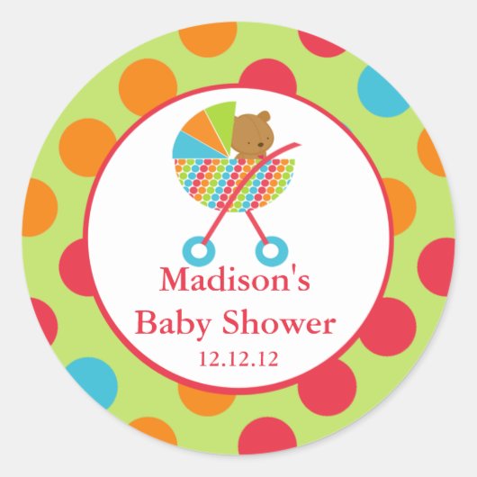 Baby Carriage Bearl Baby shower Sticker (Voorkant)