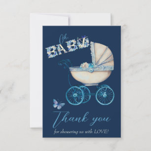 Baby Carriage Boy Baby shower Bedankt