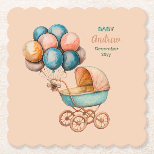 Baby Carriage Coaster Kartonnen Onderzetters (Voorkant)