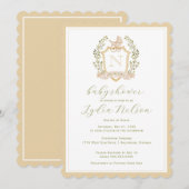 Baby Carriage Crest Monogram | Neutraal Baby showe Kaart (Voorkant / Achterkant)