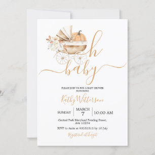 Baby Carriage Floral Baby shower Kaart