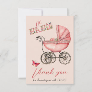 Baby Carriage Girls Baby shower Bedankt