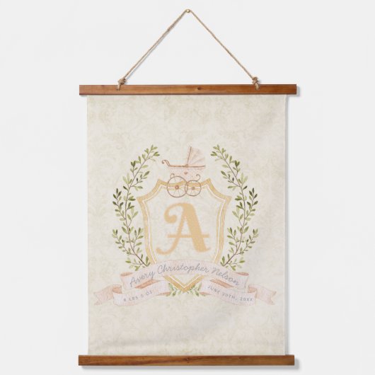 Baby Carriage Monogram A Nursery Hangend Wandkleed (Voorkant)