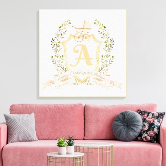 Baby Carriage Monogram A Stretted Canvas Print (Insitu (Woonkamer))