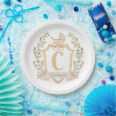 Baby Carriage Monogram "C" | Neutraal Papieren Bordje (Feest)