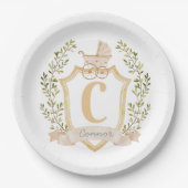 Baby Carriage Monogram "C" | Neutraal Papieren Bordje (Voorkant)
