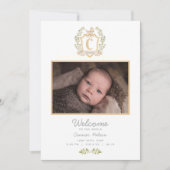 Baby Carriage Monogram C | Neutrale geboorte Aankondiging (Voorkant)