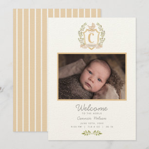 Baby Carriage Monogram C Neutrale geboorte Aankondiging