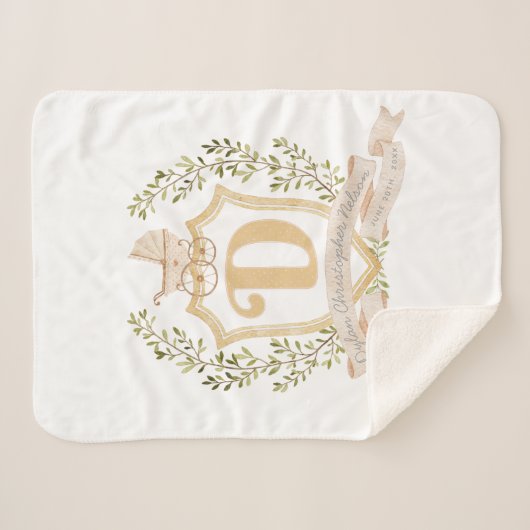 Baby Carriage Monogram "D" Nursery Sierkussen Ba Sherpa Deken (Voorkant (horizontaal))