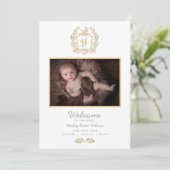 Baby Carriage Monogram H | Neutrale geboorte Aankondiging (Staand voorkant)