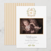 Baby Carriage Monogram H | Neutrale geboorte Aankondiging (Voorkant / Achterkant)