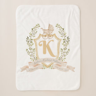 Baby Carriage Monogram "K" Nursery Sherpa Deken