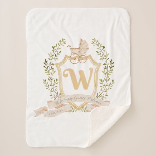 Baby Carriage Monogram "W" Nursery Sherpa Deken (Voorkant)