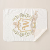 Baby Carriage Monogram "W" Nursery Sherpa Deken (Voorkant (horizontaal))