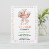 Baby carriage shower invitation kaart (Staand voorkant)