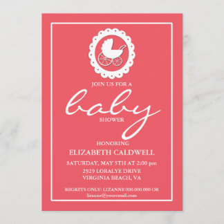 Baby Carriage Silhouette Baby shower Invitation Kaart