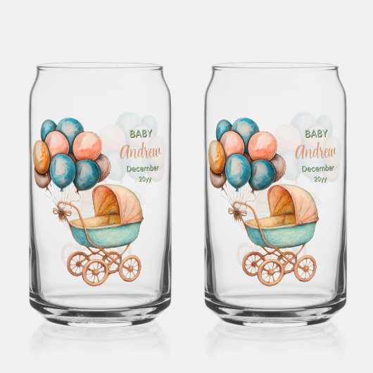 Baby Carriage Soda Glass Blikvorm Glas (Voorkant)