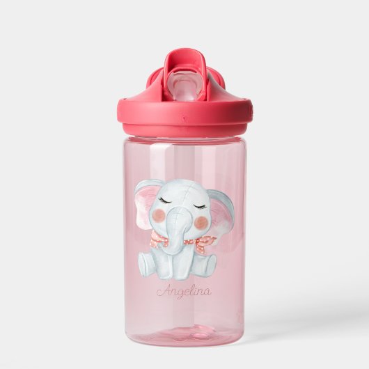 Baby Cartoon Elephant - Aangepast Waterfles (Voorkant)