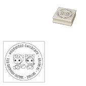 Baby Cat Beer Daycare Chilcare Round Address 2 Rubberstempel (Gestempeld)