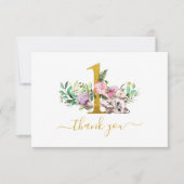 Baby Cat et fleurs 1er anniversaire Merci (Devant)