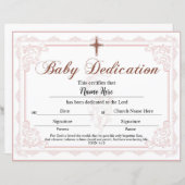 Baby-certificaat roze meisje (Voorkant / Achterkant)