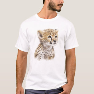 Baby Cheetah Art Waterverf Schilderportret T-shirt