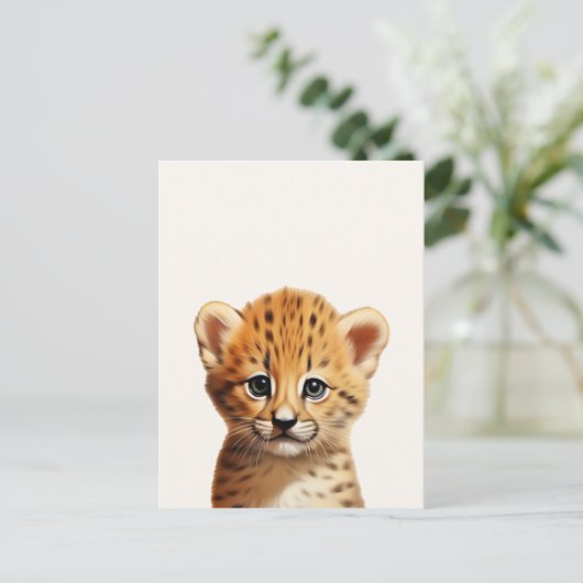 Baby Cheetah Portret Briefkaart (Staand voorkant)