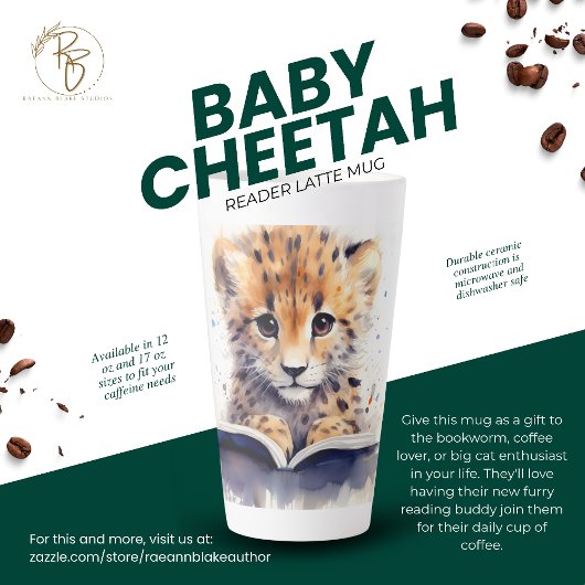 Baby Cheetah Reader Latte Mok