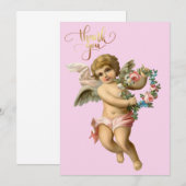  Baby Cherub met bloemen Bedankkaart (Voorkant / Achterkant)