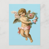 Baby Cherub met bloemen Briefkaart (Voorkant)